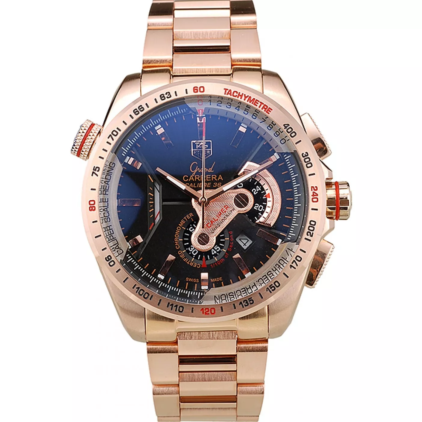 Tag Heuer Carrera Rose Gold Case Black Dial 0116